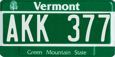VT license plate AKK377