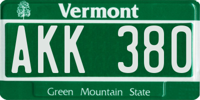 VT license plate AKK380