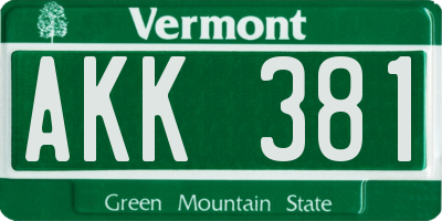 VT license plate AKK381