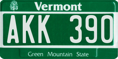 VT license plate AKK390