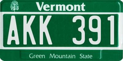 VT license plate AKK391
