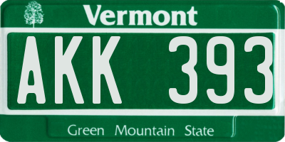 VT license plate AKK393