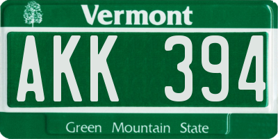 VT license plate AKK394