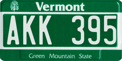 VT license plate AKK395