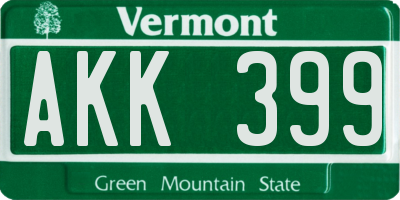 VT license plate AKK399