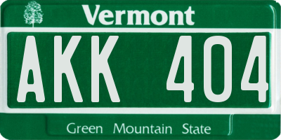 VT license plate AKK404