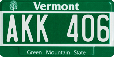 VT license plate AKK406