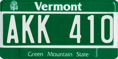 VT license plate AKK410