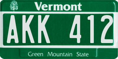 VT license plate AKK412
