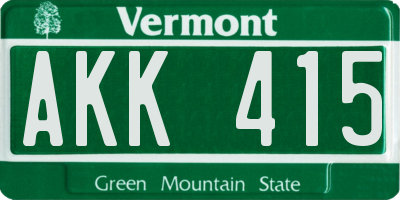 VT license plate AKK415