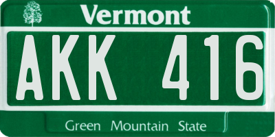 VT license plate AKK416