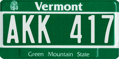 VT license plate AKK417