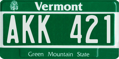 VT license plate AKK421
