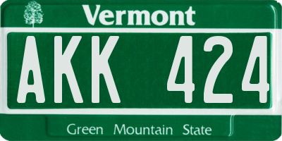 VT license plate AKK424