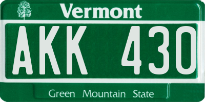 VT license plate AKK430