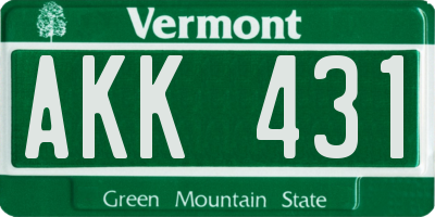 VT license plate AKK431