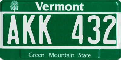 VT license plate AKK432