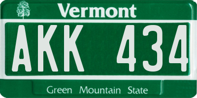 VT license plate AKK434