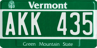 VT license plate AKK435