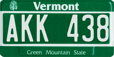 VT license plate AKK438
