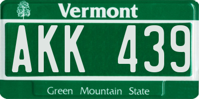VT license plate AKK439