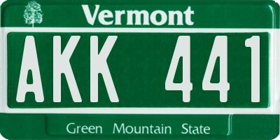 VT license plate AKK441