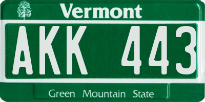 VT license plate AKK443
