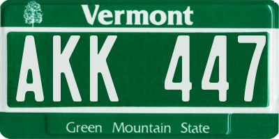 VT license plate AKK447