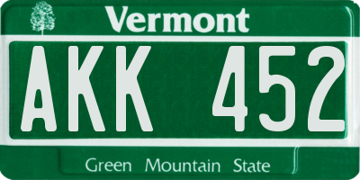 VT license plate AKK452