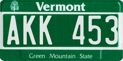 VT license plate AKK453