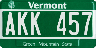VT license plate AKK457