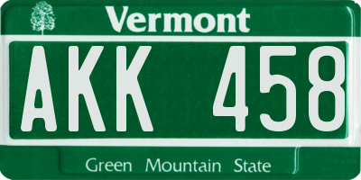 VT license plate AKK458