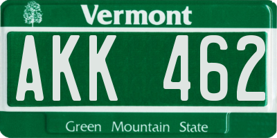 VT license plate AKK462
