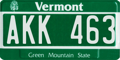 VT license plate AKK463