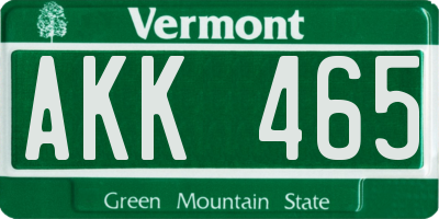 VT license plate AKK465