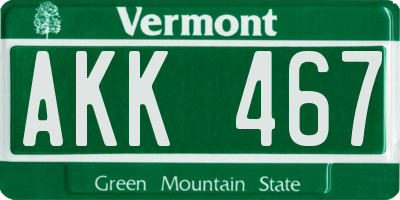VT license plate AKK467