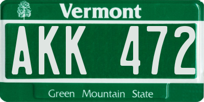 VT license plate AKK472