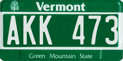 VT license plate AKK473