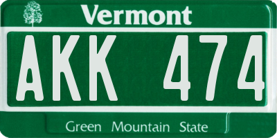 VT license plate AKK474