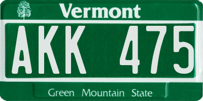 VT license plate AKK475