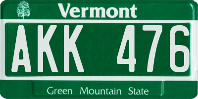 VT license plate AKK476