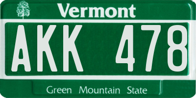 VT license plate AKK478