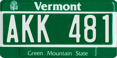 VT license plate AKK481