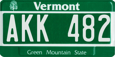 VT license plate AKK482