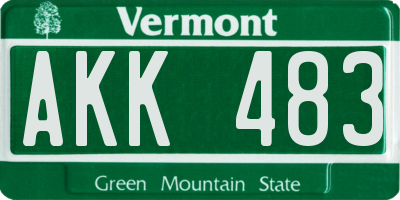 VT license plate AKK483