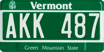 VT license plate AKK487