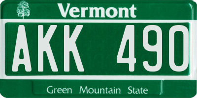 VT license plate AKK490