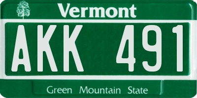 VT license plate AKK491