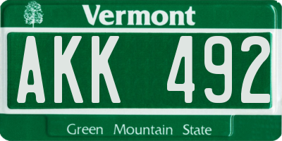 VT license plate AKK492