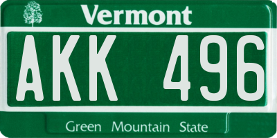 VT license plate AKK496